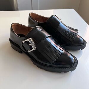 Zara Black Loafers with Silver Buckle